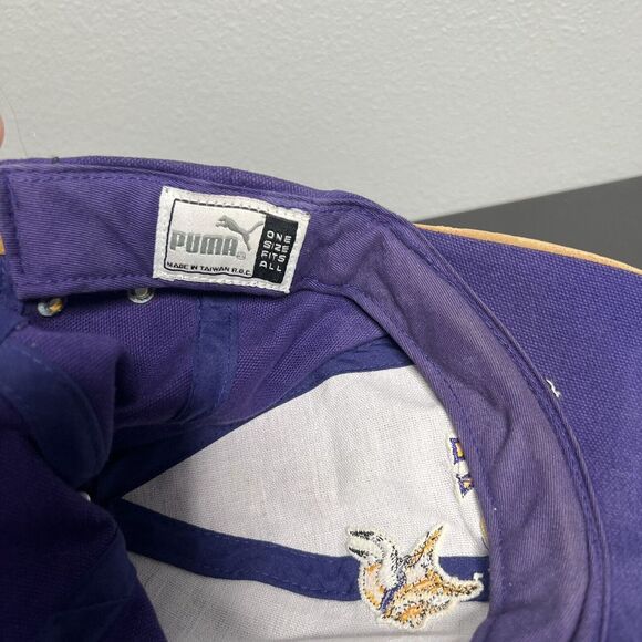 Minnesota Vikings NFL Cap Hat VINTAGE 90s Puma Purple Pro Line Canvas Adjustable - Picture 9 of 9